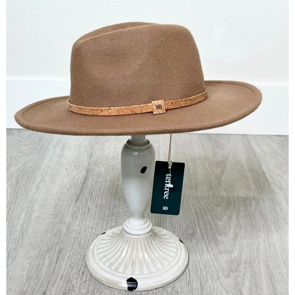 Tentree Recycled Wool Wide Brim Felt Hat NWT Tobacco Brown Small